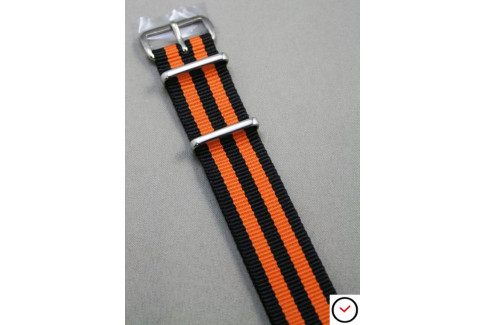 Bracelet nylon NATO Bond Noir Orange