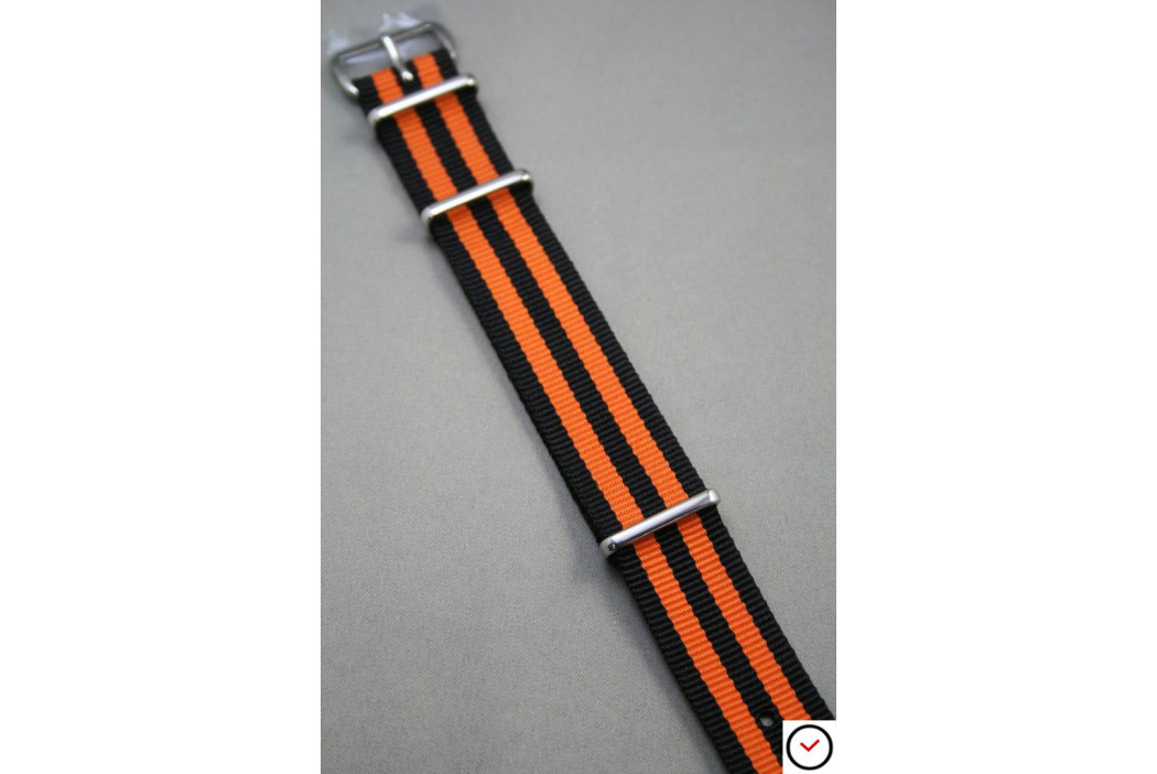 Bracelet nylon NATO Bond Noir Orange