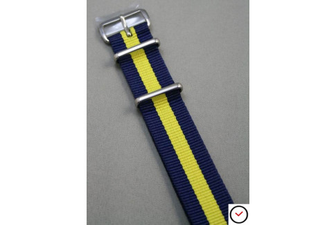 Bracelet nylon NATO Bleu Navy Jaune