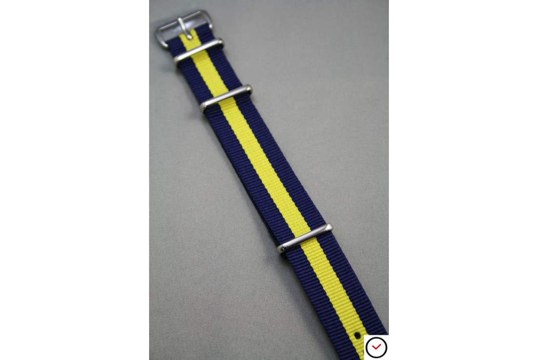 Bracelet nylon NATO Bleu Navy Jaune