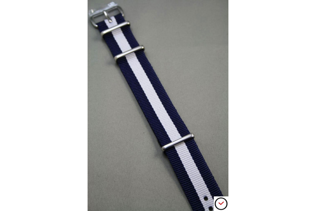 Navy Blue White G10 NATO strap (nylon)