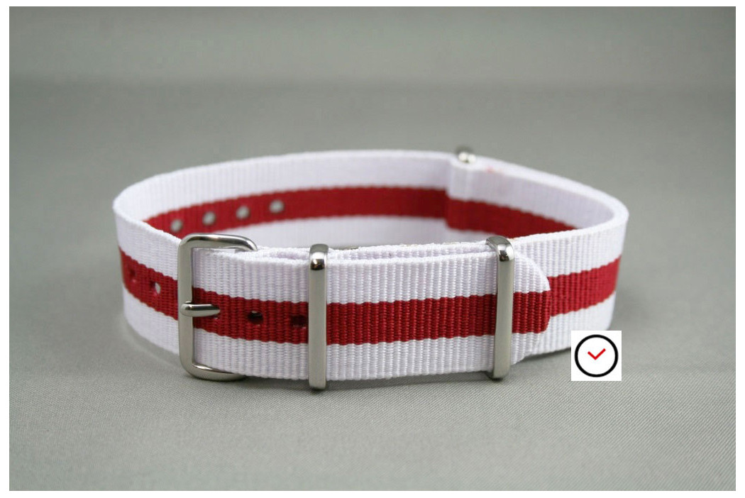 White Red G10 NATO strap (nylon)