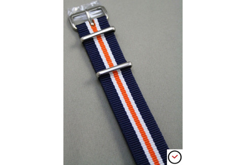 Bracelet nylon NATO Héritage Bleu Navy Blanc Orange