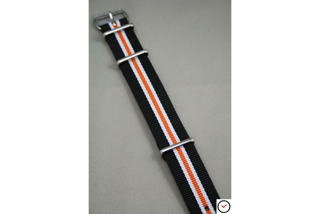 Black White Orange Heritage G10 NATO strap (nylon)