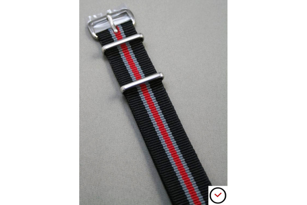 Black Grey Red Heritage G10 NATO strap (nylon)