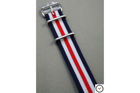 Bracelet nylon NATO Double Bleu Blanc Rouge