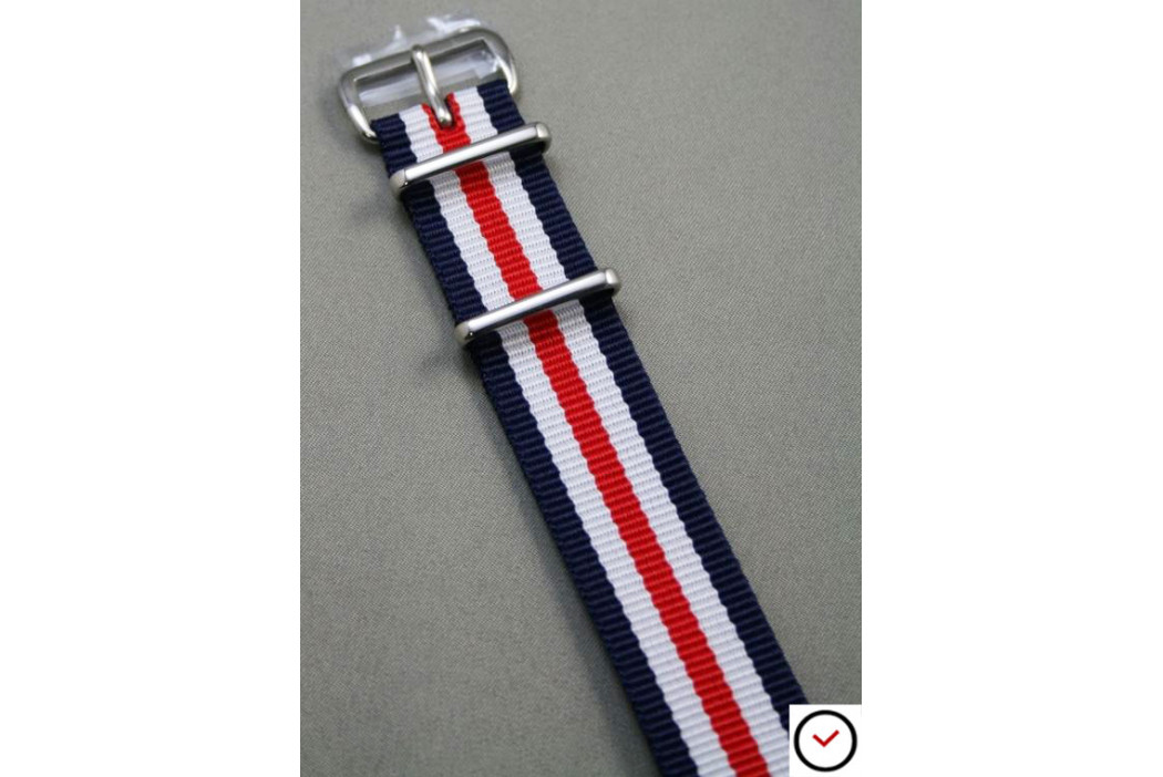 Bracelet nylon NATO Double Bleu Blanc Rouge