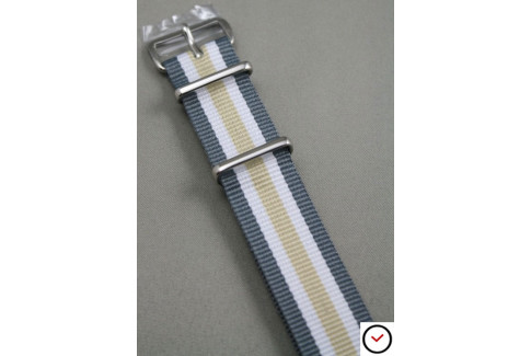 Grey White Sandy Beige NATO watch strap (nylon)