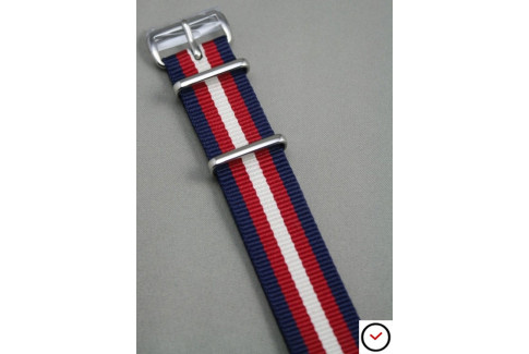 Bracelet nylon NATO Bleu Navy Rouge Blanc écru