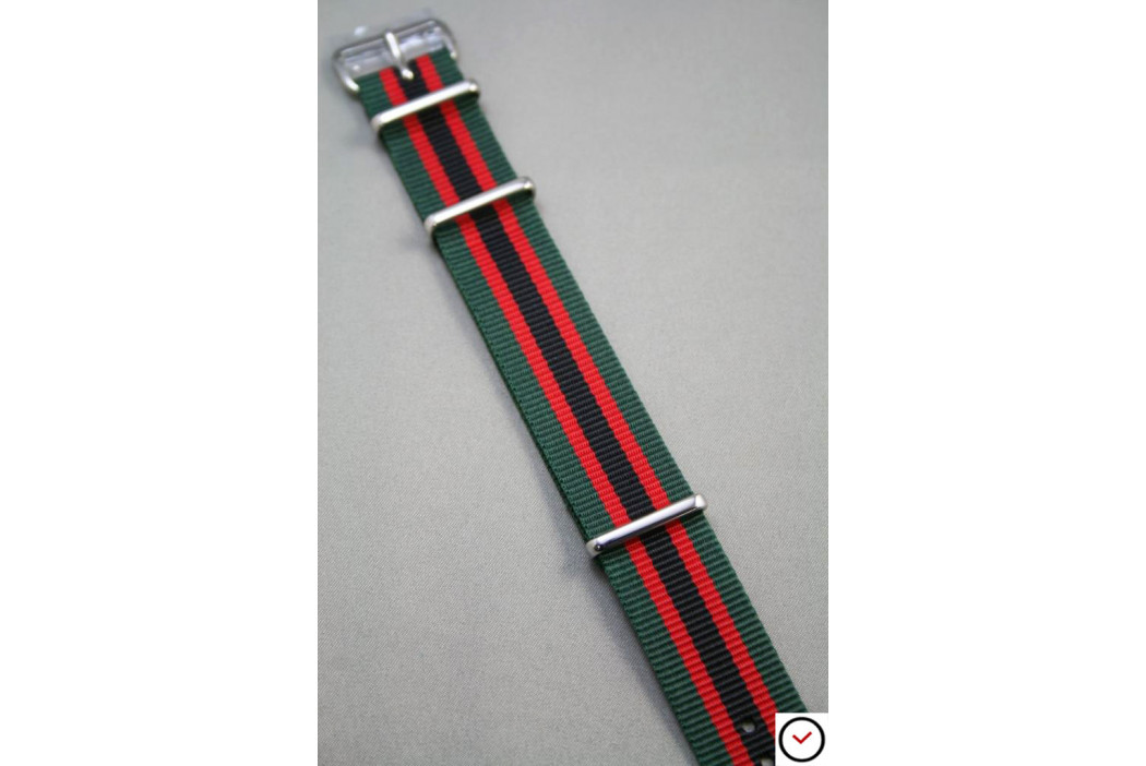 Bracelet nylon NATO Vert Rouge Noir