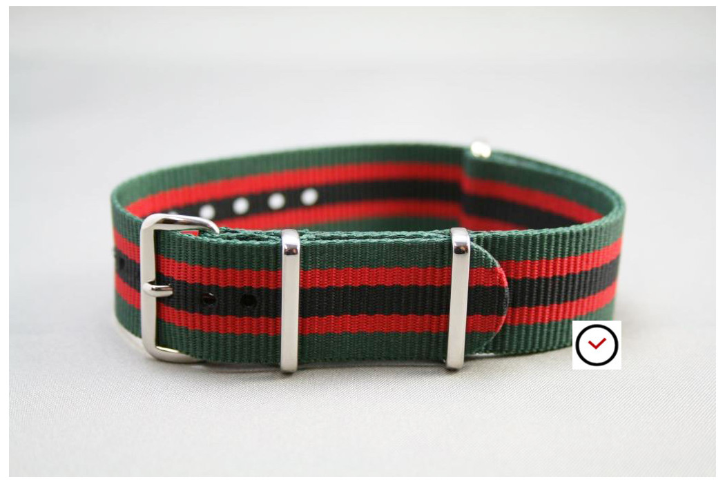 G10 watch strap, Red & Black stripes