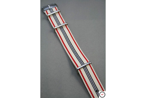 Bracelet nylon NATO Blanc Rouge Noir