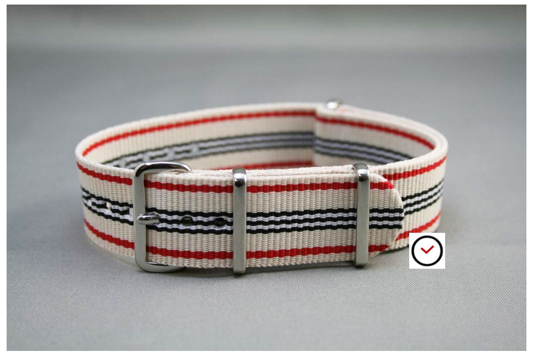 White Red Black G10 NATO strap (nylon)