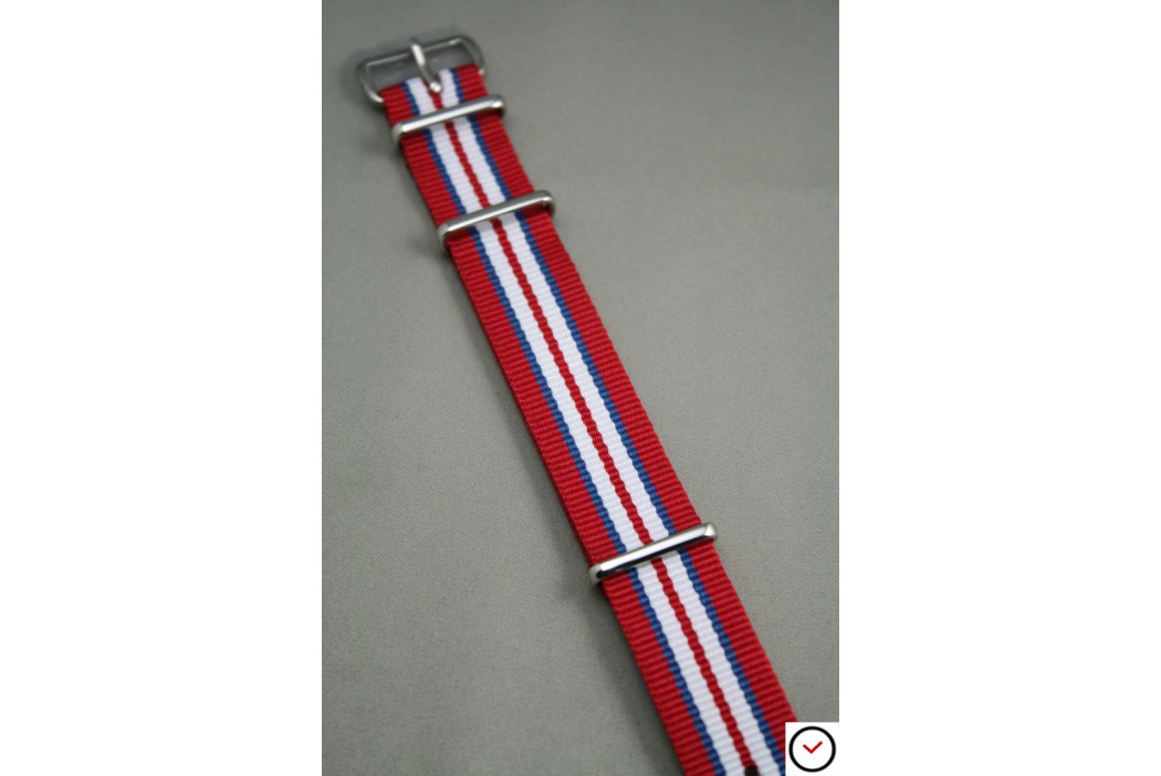 Red Blue White NATO watch strap (nylon)