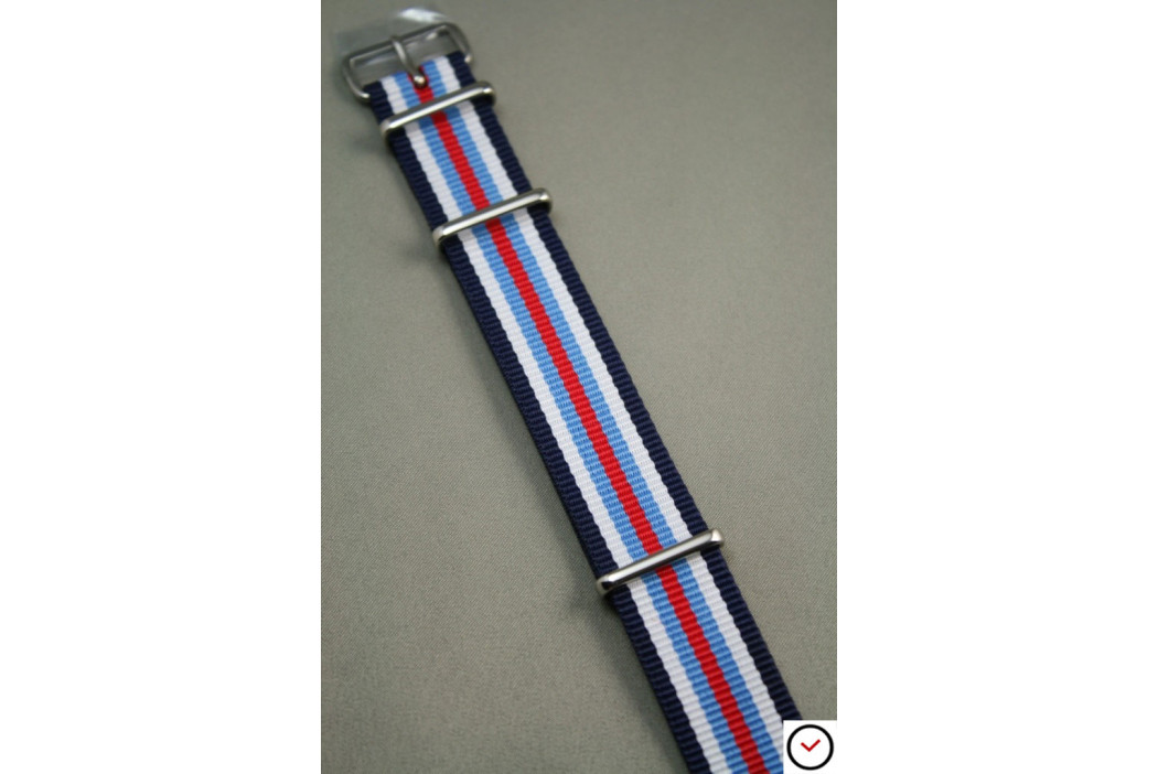 Navy Blue White Light Blue Red G10 NATO strap (nylon)