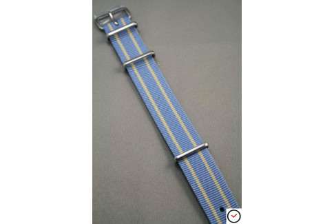 Bracelet nylon NATO Bleu Ciel liserés Sable
