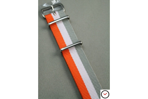 Bracelet nylon NATO Orange Blanc Gris