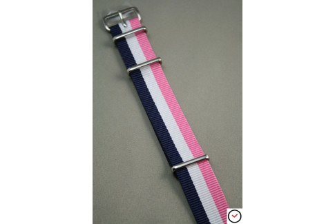 Navy Blue White Pink G10 NATO strap (nylon)