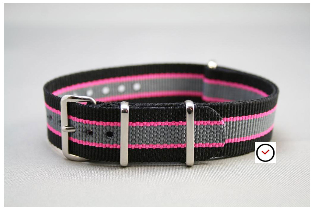 Black Pink Grey G10 NATO strap (nylon)
