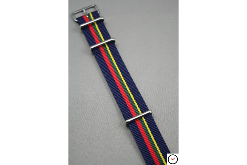 Navy Blue Red Green Yellow NATO watch strap (nylon)