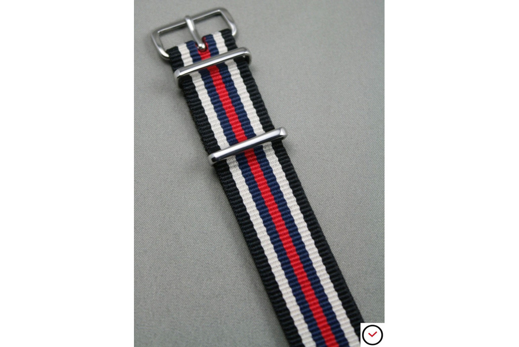 Black White Navy Blue Red NATO watch strap (nylon)