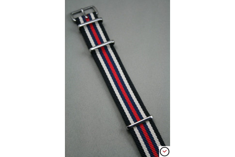Black White Navy Blue Red NATO watch strap (nylon)