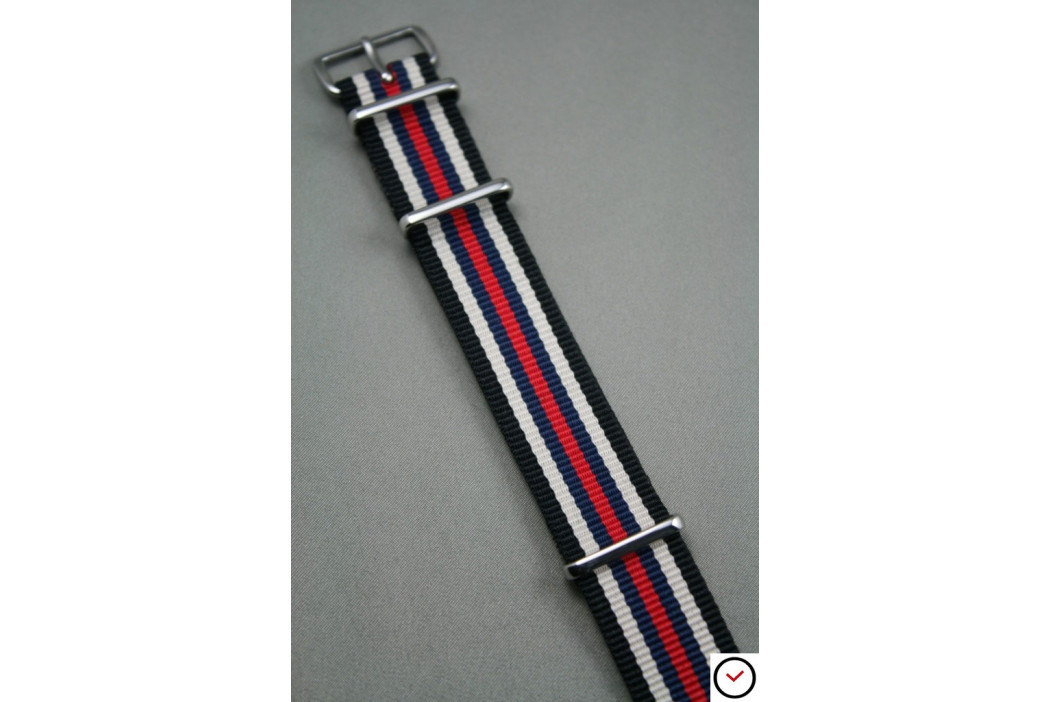 Bracelet nylon NATO Noir Blanc Bleu Navy Rouge