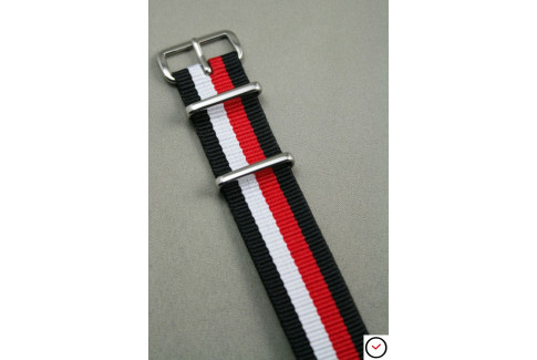 Black White Red NATO watch strap (nylon)