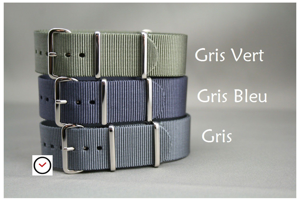 Grey G10 NATO strap, polished buckle and loops
