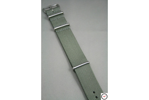 Bracelet nylon NATO Gris Vert, boucle polie