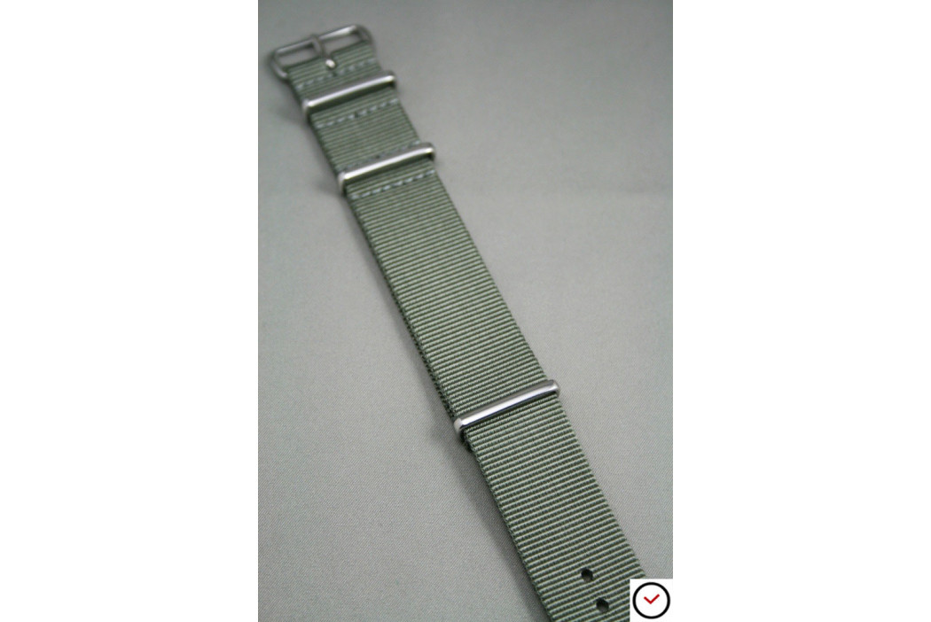 Green Grey G10 NATO strap, polished buckle and loops