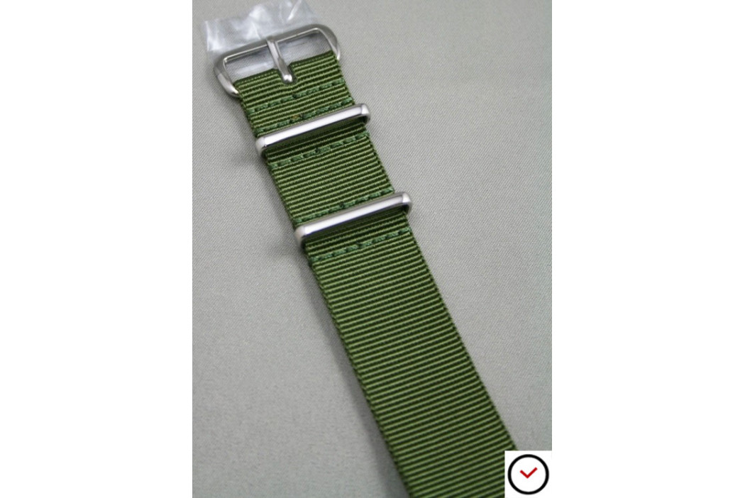 Military Green G10 NATO strap, polished buckle and loops
