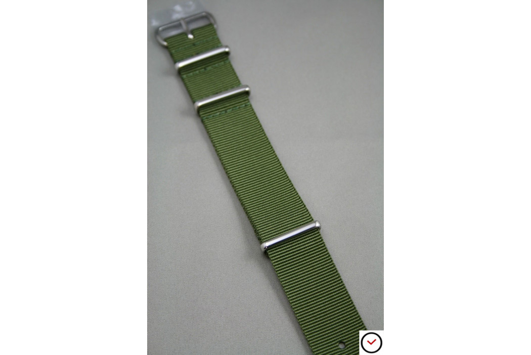 Military Green G10 NATO strap, polished buckle and loops