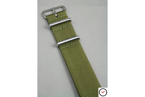 Bracelet nylon NATO Vert Olive, boucle polie