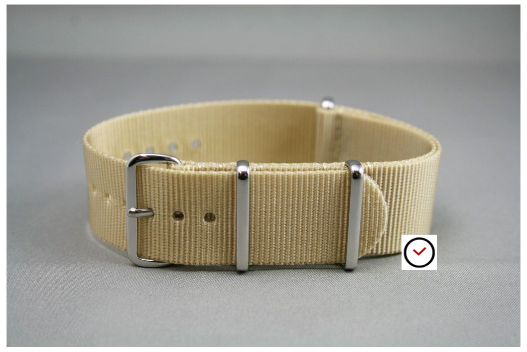 Sandy Beige G10 NATO strap, polished buckle and loops