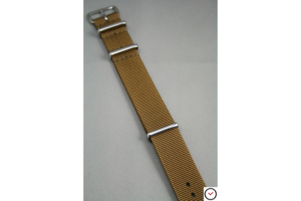 Gold Brown G10 NATO strap, polished buckle and loops