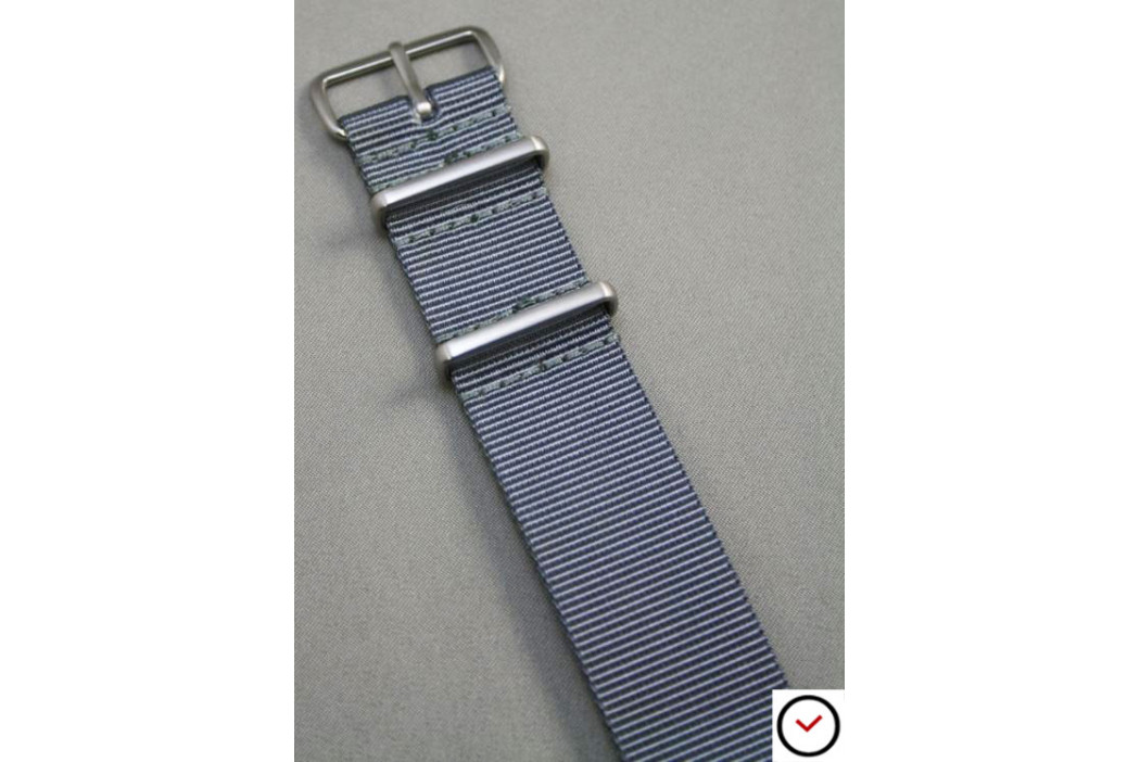 Grey G10 NATO strap, brushed buckle and loops