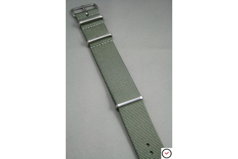Bracelet nylon NATO Gris Vert, boucle brossée