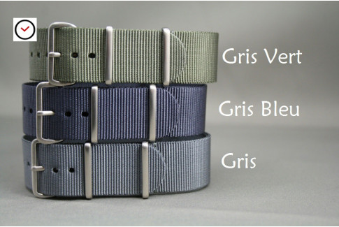 Green Grey G10 NATO strap, brushed buckle and loops