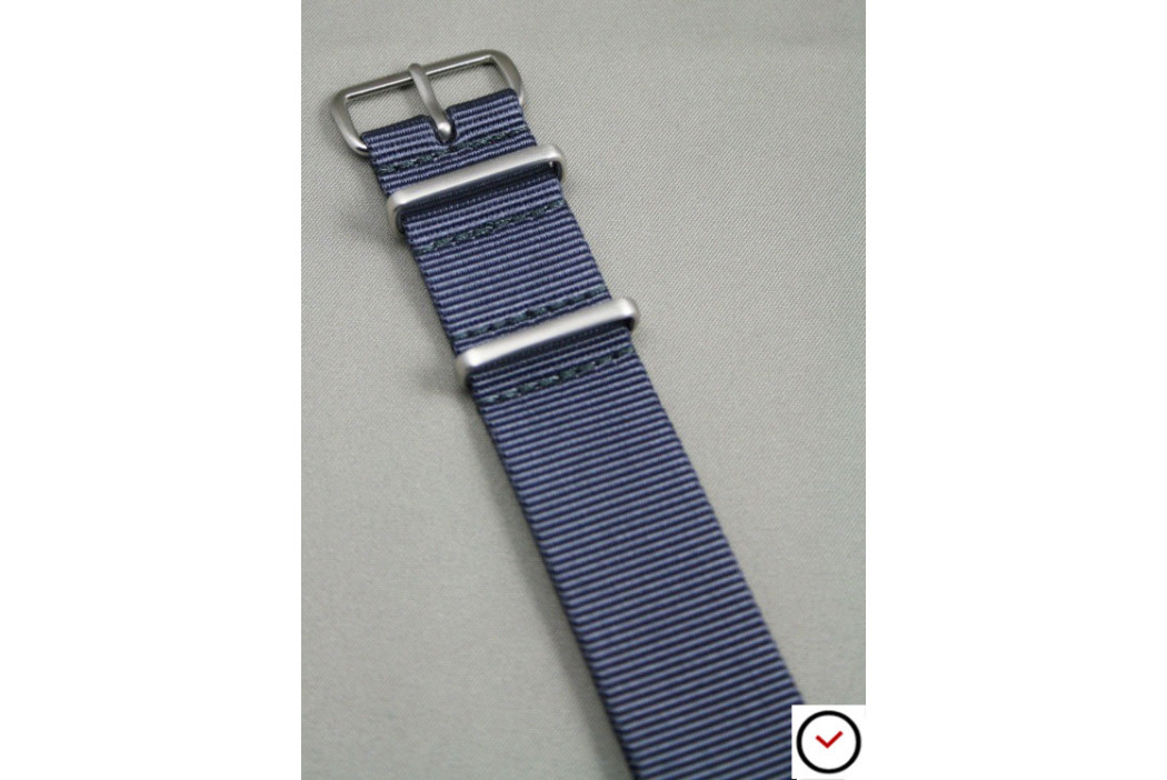 Blue Grey G10 NATO strap, brushed buckle and loops