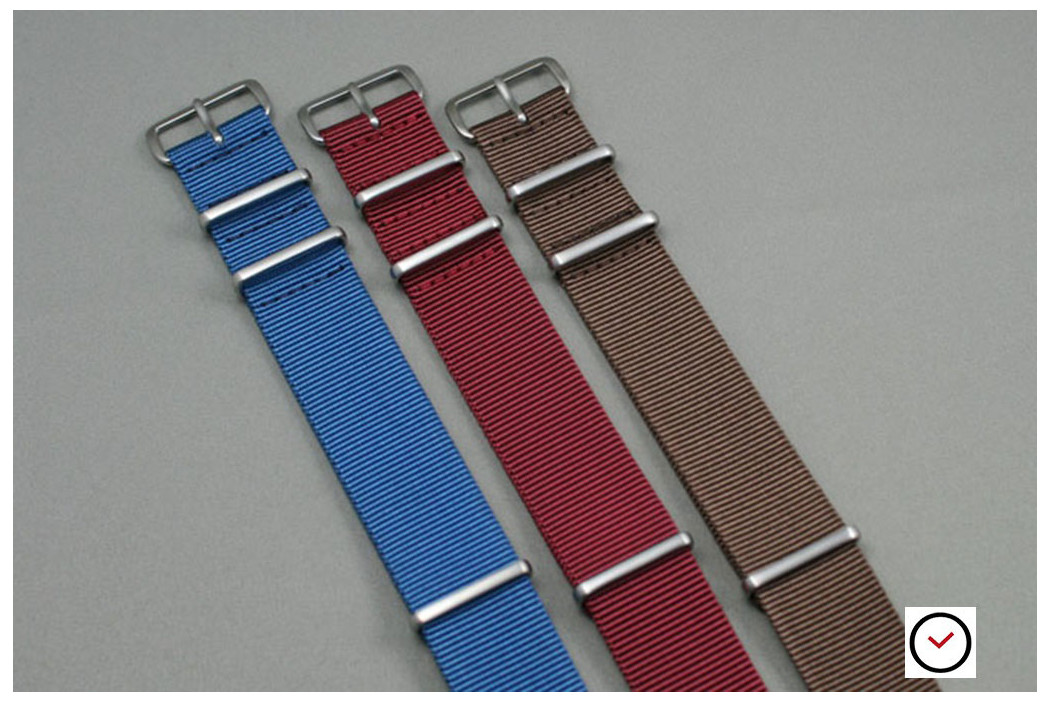 Blue G10 NATO strap, brushed buckle and loops