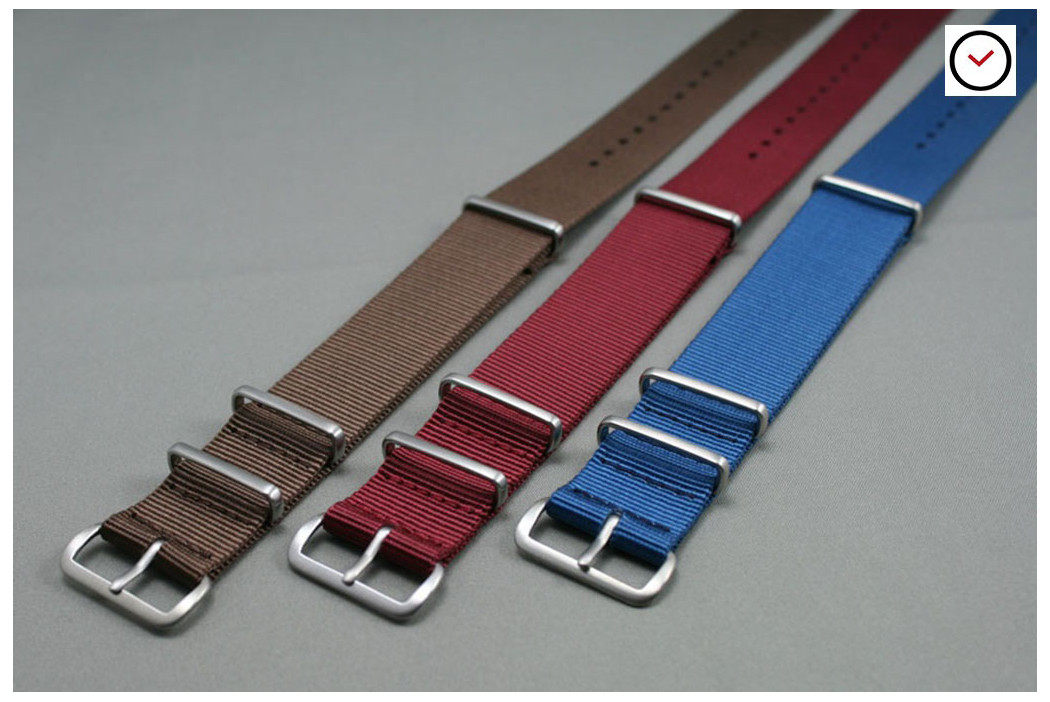 Blue G10 NATO strap, brushed buckle and loops