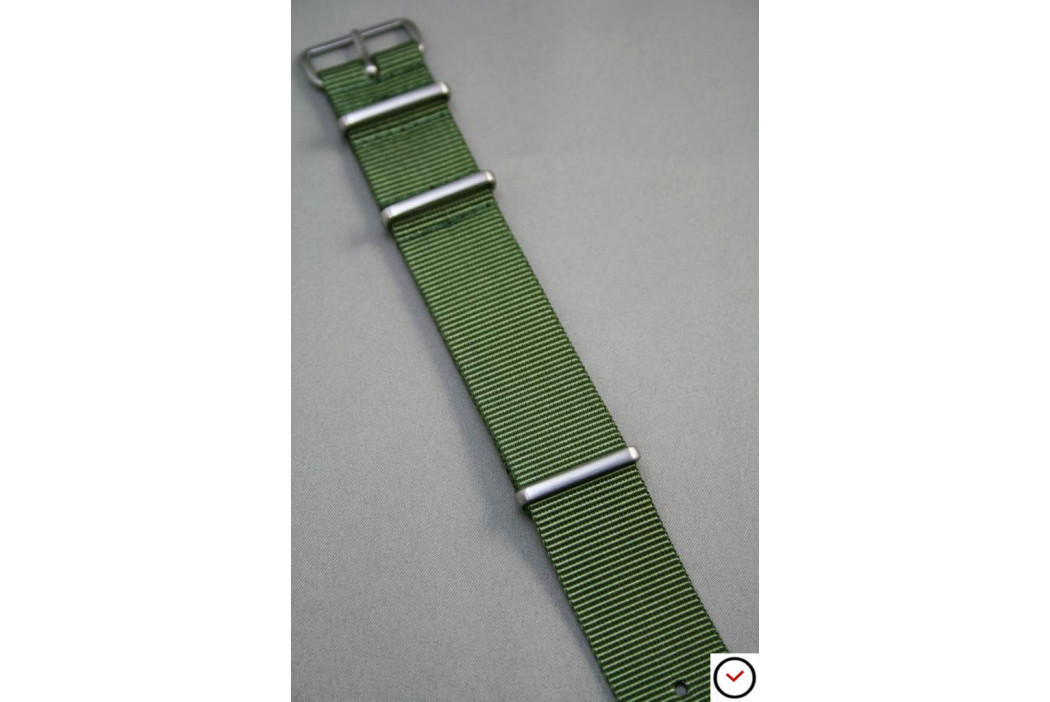 Military Green G10 NATO strap, brushed buckle and loops