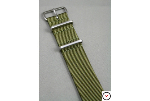 Bracelet nylon NATO Vert Olive, boucle brossée