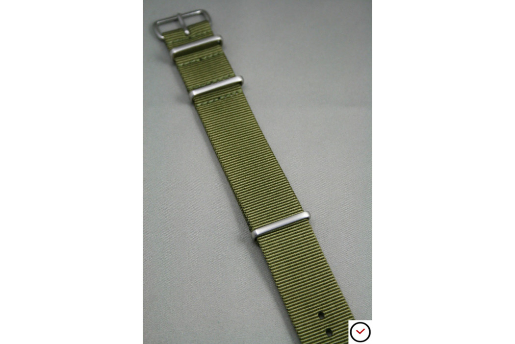 Olive Green G10 NATO strap, brushed buckle and loops