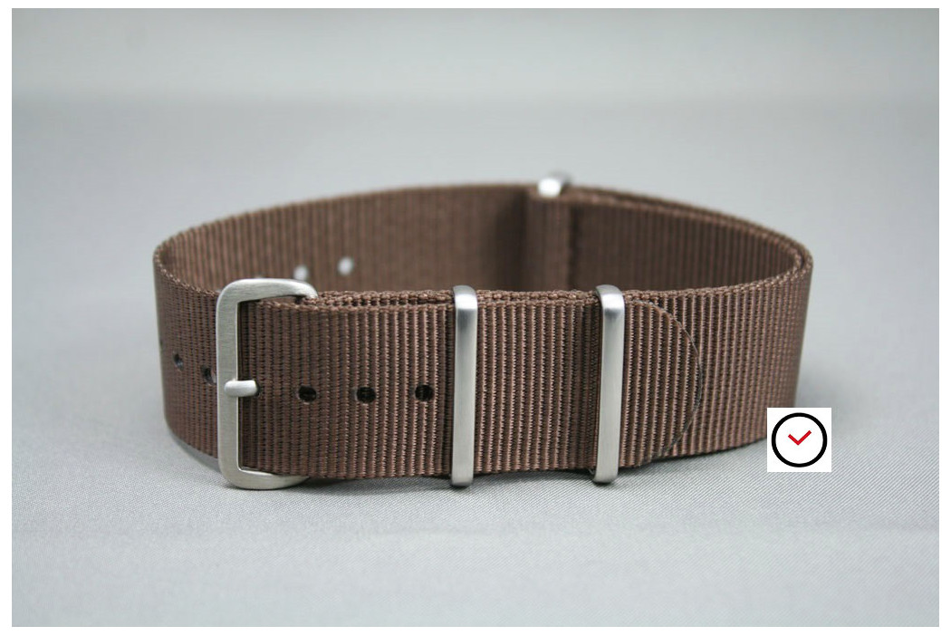 Brown G10 NATO strap, brushed buckle and loops