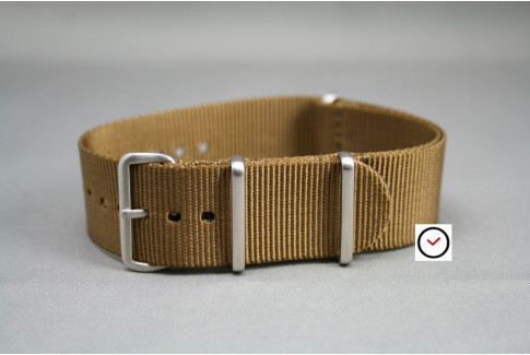 Gold Brown G10 NATO strap, brushed buckle and loops
