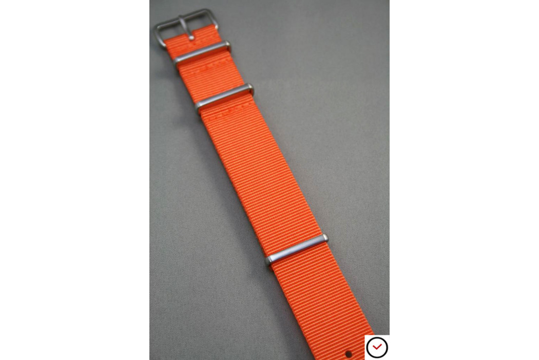 Orange G10 NATO strap, brushed buckle and loops