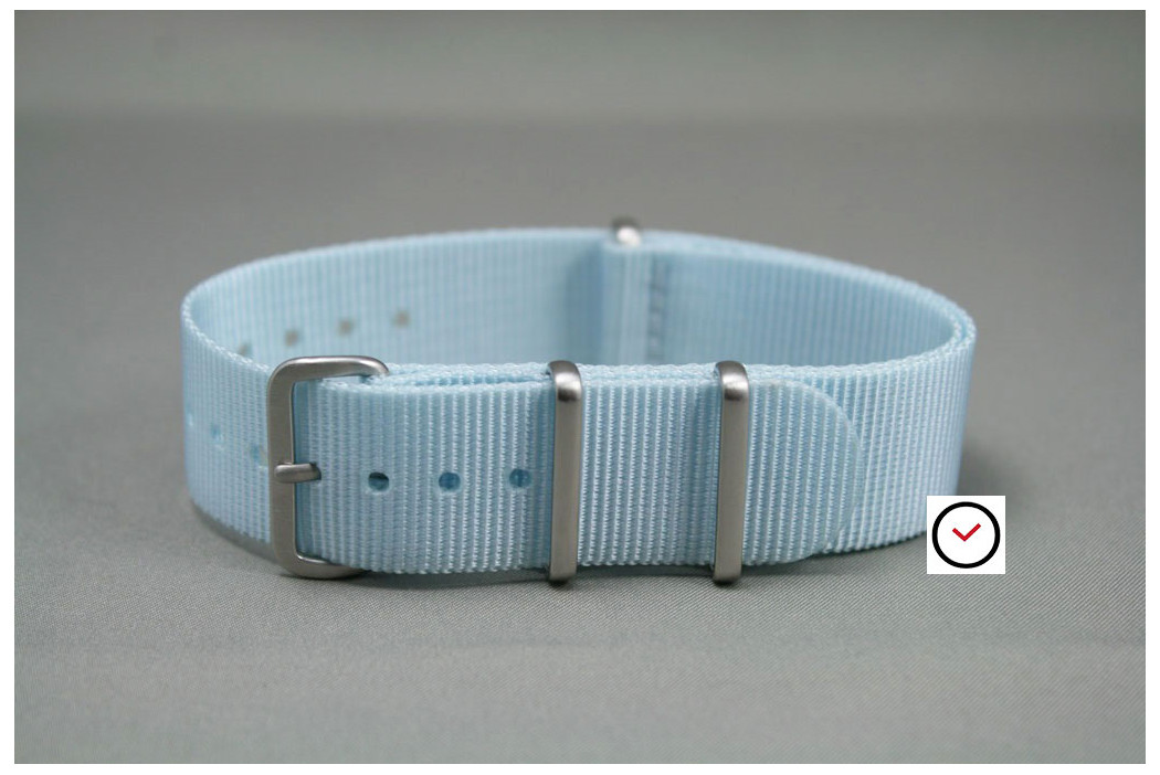 Light Blue G10 NATO strap, brushed buckle and loops