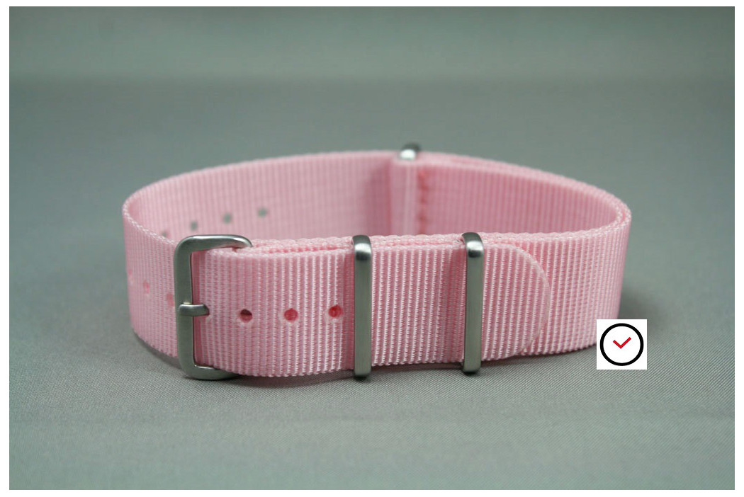 Light Pink G10 NATO strap, brushed buckle and loops
